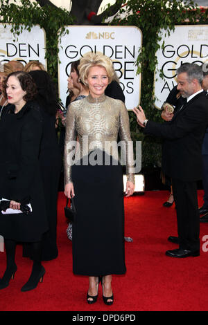 Los Angeles, USA. 12. Januar 2014. Emma Thompson besucht 71st Annual Golden Globe Awards aka Golden Globes im Hotel Beverly Hilton in Los Angeles, USA, am 12. Januar 2014. Foto: Hubert Boesl/Dpa/Alamy Live News Stockfoto