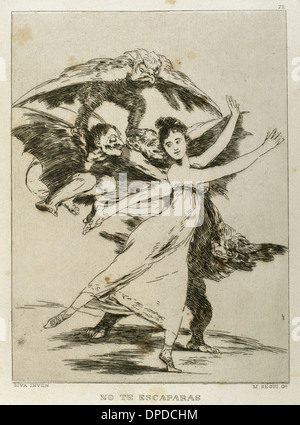 Francisco de Goya (1746-1828). Los Caprichos. Keine Te Escaparas (nicht entkommen). Nummer 72. Aquatinta. Stockfoto