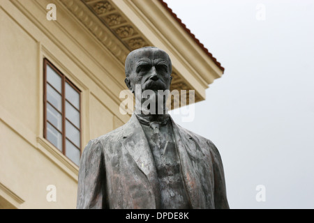 Tomas Garrigue Masaryk (1850-1937). Österreichisch-tschechischen Politiker. Erster Präsident der Tschechoslowakei. Die Statue. Prag. Tschechische Republik Stockfoto