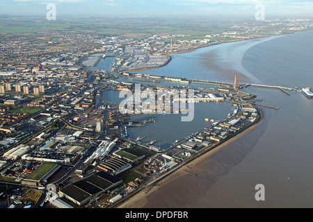 Luftbild von der Hafen-Stadt Grimsby in North Lincolnshire Stockfoto