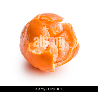 geschälte Mandarine auf weißem Hintergrund Stockfoto