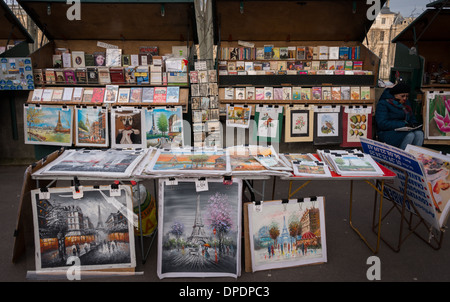 Traditionellen Buch und Plakat Stall an den Ufern der Seine, Paris Stockfoto