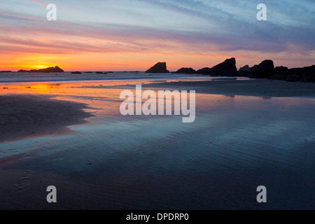 Sonnenuntergang über Harris Beach an der Südküste von Oregon. Brookings, Oregon. USA Stockfoto