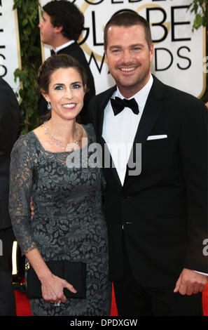 Los Angeles, USA. 11. Januar 2014. Britischer Regisseur Paul Greengrass und seine Frau Joanna Kaye teilnehmen 71st Annual Golden Globe Awards aka Golden Globes im Hotel Beverly Hilton in Los Angeles, USA, am 12. Januar 2014. Foto: Hubert Boesl/Dpa/Alamy Live News Stockfoto