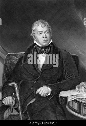 Walter Scott (1771-1832) auf Kupferstich aus dem Jahr 1873. Schottischer historischer Schriftsteller, Dramatiker und Dichter. Stockfoto