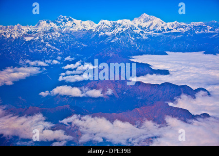 Mt. Everest und die umliegenden Gipfel, Sagamatha Nationalpark, Nepal. Der höchste Berg Welt, Himalaya-Gebirge Stockfoto