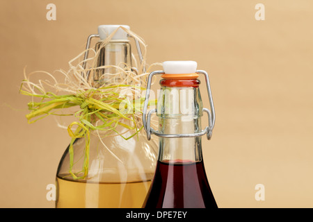 Eine Nahaufnahme Bild eines Hauses in einer klassischen Flaschen rot- und Weißweine gemacht Stockfoto