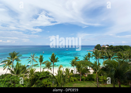 Meerblick von oben, tropischen Strand mit Kokospalmen Stockfoto