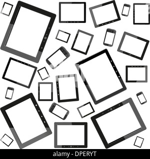 Eingestellt von cc-Tablets mit leeren Bildschirm auf weißem Hintergrund Stockfoto