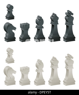 Ein Beispiel für eine ganze Reihe von Schachfiguren oder Schach Männer Stockfoto