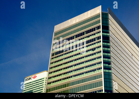 London, England, Vereinigtes Königreich. Docklands / Canary Wharf. Moderne Bürogebäude in Holz Wharf Stockfoto