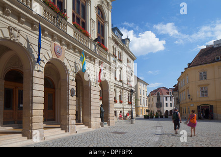 Rathaus in Hauptplatz, Sopron, West-Transdanubien, Ungarn, Europa Stockfoto