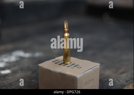 5, 56mm, leer, Runde,, Munition Munition Munition Schwarzpulver Munition Kugeln Bombe Raketen Schalen Munitionskisten Afghanistan 5,56 m Stockfoto