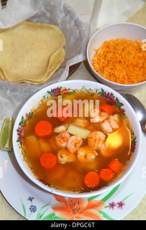 Miami Florida, Homestead, Rosita's Mexican Food, Restaurant Restaurants Essen Essen Essen Cafe Cafes, Essen, Suppe, Abendessen, Meeresfrüchte, Garnelen, Garnelen, FL131031016 Stockfoto