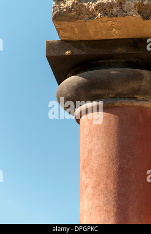 Nahaufnahme der Spalte, Süd Haus, Palast von Knossos, Heraklion, Kreta, Griechenland Stockfoto