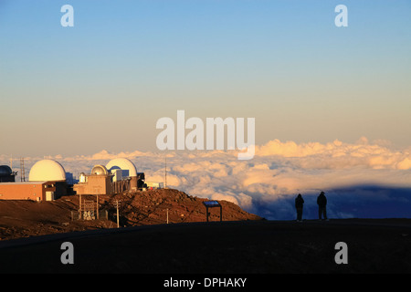 Observatorien auf Haleakala Vulkan, Maui, Hawaii, USA Stockfoto