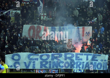 Bologna, Italien. 11. Januar 2014. Bologna-fans Fußball / Fußball: italienische "Serie A" match zwischen Bologna 0: 0 SS Lazio im Stadio Renato Dall'Ara in Bologna, Italien. © Maurizio Borsari/AFLO/Alamy Live-Nachrichten Stockfoto