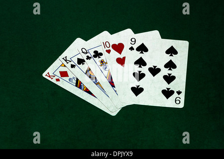 Poker-Hände - ein paar 2. Detailansicht von fünf Spielkarten ein paar Pokerhand zu bilden. Stockfoto