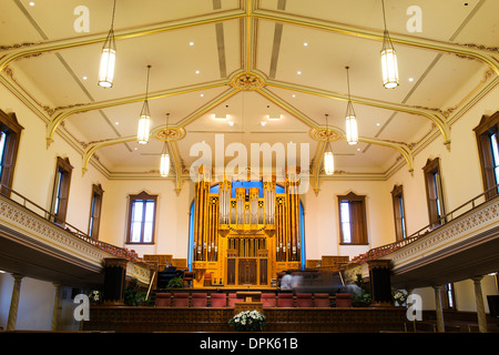 Innenraum der Montagehalle in Tempelplatz in Salt Lake City. Stockfoto