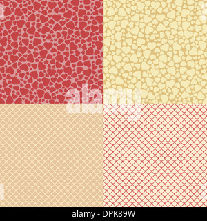 Nahtlose Muster mit großen und kleinen Herzen und feiner Spitze Netto Stockfoto