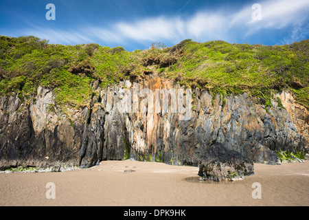 Kleine Felsen Ordovizium mariner Sedimente Stradbally Cove, in der Copper Coast Geopark, Grafschaft Waterford, Irland Stockfoto