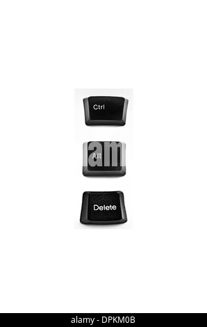 Wörter, die mit Computer-Tastatur-Tasten auf weißem Hintergrund erstellt Stockfoto