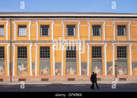 Teil des Frieses Darstellung Thorvaldsens Heimkehr von Rom im Thorvaldsens Museum auf der Insel Slotsholmen, Kopenhagen, Dänemark Stockfoto