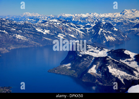 Lake Luzern aus Mount Pilatus Kulm-Gebirge, Kanton Luzern, Schweizer Alpen, Schweiz, Europa Stockfoto