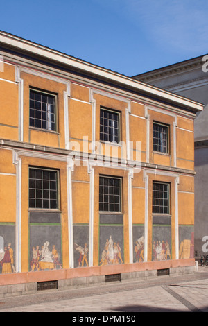 Teil des Frieses Darstellung Thorvaldsens Heimkehr von Rom im Thorvaldsens Museum auf der Insel Slotsholmen, Kopenhagen, Dänemark Stockfoto