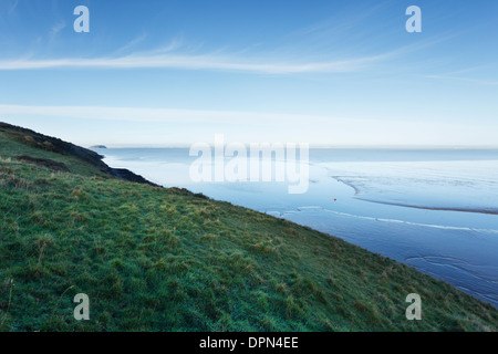 Weston Bucht und Bristol Führung von Brean unten bei Ebbe. Somerset. England. VEREINIGTES KÖNIGREICH. Stockfoto