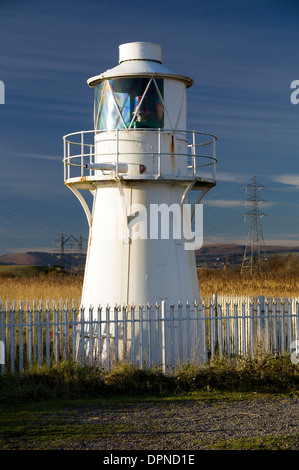 USK Osten Leuchtturm von Trinity House, Newport, South Wales im Jahr 1893 erbaut. Stockfoto