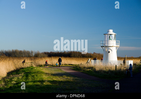 USK Osten Leuchtturm von Trinity House, Newport, South Wales im Jahr 1893 erbaut. Stockfoto