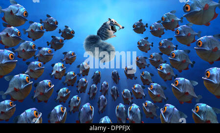 17. April 2006 - IA2-114R... Eine Armee von Piranha bereitet sich auf die scheinbar hilflos Scrat angreifen. . K47526ES. ICE AGE 2 THE MELTDOWN. TV-FILM NOCH. Fotos von Fotos geliefert (Kredit-Bild: © Globe Photos/ZUMAPRESS.com) Stockfoto