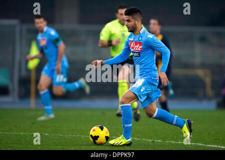 Verona, Italien. 12. Januar 2014. Lorenzo Insigne (Napoli) Football / Soccer: italienische "Serie A" match zwischen Hellas Verona 0-3 SSC Napoli im Stadio Marc'Antonio Bentegodi in Verona, Italien. © Maurizio Borsari/AFLO/Alamy Live-Nachrichten Stockfoto