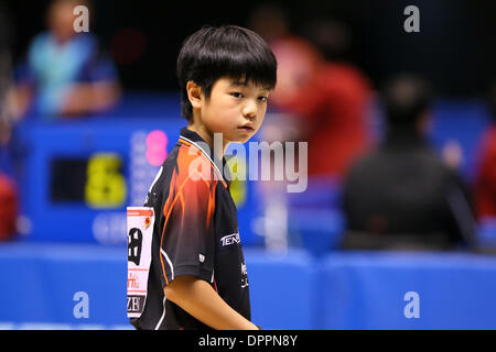 Tokyo Metropolitan Gymnasium, Tokio, Japan. 15. Januar 2014. , 15. Januar 2014 - Tischtennis: All Japan Table Tennis Championships Junior Einzel am Tokyo Metropolitan Gymnasium, Tokio, Japan. Bildnachweis: AFLO SPORT/Alamy Live-Nachrichten Stockfoto