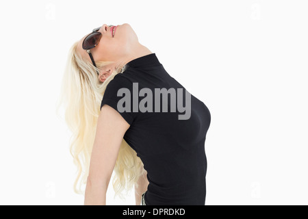 Seitenansicht von einer schönen lässige junge Blondine Stockfoto