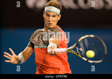 Melbourne, Victoria, Australien. 16. Januar 2014. 16. Januar 2014: 1. Samen Rafael NADAL (ESP) in Aktion in eine 2. Runde match gegen Thanasi Kokkinakis (AUS) am 4. Tag des 2014 Australian Open Grand-slam-Tennis-Turnier im Melbourne Park in Melbourne, Australien. Sydney Low/Cal Sport Media/Alamy Live-Nachrichten Stockfoto