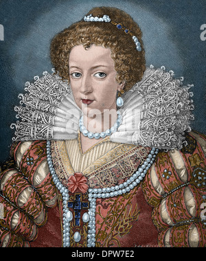 Elisabeth von Österreich (1554-1592). Königin von Frankreich. Kupferstich von Richard Brend'amour in Universalgeschichte, 1885. Farbige. Stockfoto