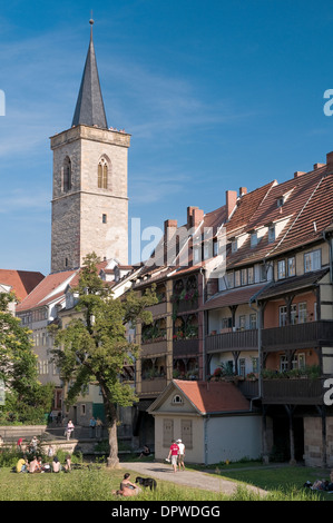 Kraemerbruecke und St. Aegidien Kirche, Erfurt, Thüringen, Deutschland Stockfoto