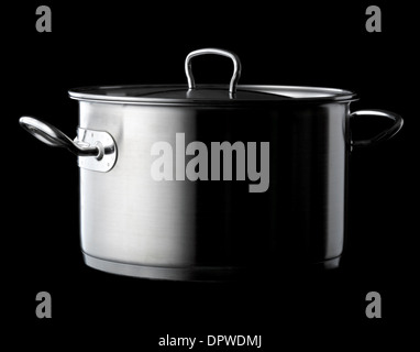 Große Pfanne/Topf aus Edelstahl Stockfoto