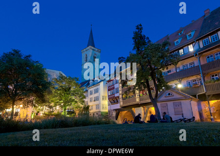 Kraemerbruecke und St. Aegidien Kirche, Erfurt, Thüringen, Deutschland Stockfoto