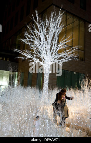 25. Dezember 2008 - Tokyo, Japan - ein junge japanische paar nimmt ein Foto zusammen vor einem der schön dekorierten Weihnachtsbeleuchtung in Tokyo Shiodome Viertel wo gibt es mehrere Weihnachtsbeleuchtung auf dem Display. (Kredit-Bild: © Christopher Jue/ZUMA Press) Stockfoto