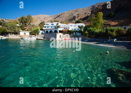 Der Weiler von Finix oder Phoenix, in der Nähe von Loutro, Region Sfakia, Kreta, Griechenland. Stockfoto