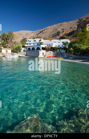 Der Weiler von Finix oder Phoenix, in der Nähe von Loutro, Region Sfakia, Kreta, Griechenland. Stockfoto