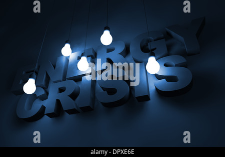 Energie-Krise Concept Illustration mit leuchtenden Lampen. Stockfoto