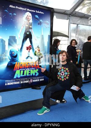 22. März 2009 statt im Gibson Amphitheater - Universal City, Kalifornien, USA - Schauspieler JACK BLACK Ankunft in "Monsters VS Aliens" Los Angeles Premiere. (Kredit-Bild: © Lisa O'Connor/ZUMA Press) Stockfoto