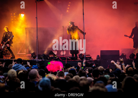 Marilyn Manson spielt live auf der Bühne des Leeds Festival 2005 Stockfoto