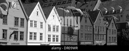 Alte Hansestadt Holzbauten, die Bestandteil der Bryggen, ein UNESCO-Weltkulturerbe Stadt Bergen, Norwegen, Skandinavien Stockfoto