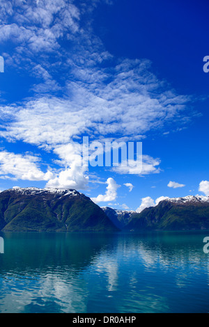 Berge rund um Sognefjorden Fjord, Sogn Og Fjordane Region von Norwegen, Skandinavien, Europa. Stockfoto