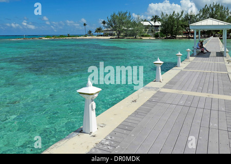 Pier am Rum Point auf Grand Cayman Island Stockfoto